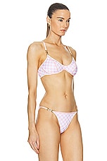 VERSACE Bikini Top in Pastel Pink & White, view 2, click to view large image.