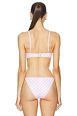 VERSACE Bikini Top in Pastel Pink & White, view 3, click to view large image.