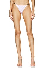 VERSACE High Waisted Bikini Bottom in Pastel Pink & White, view 1, click to view large image.