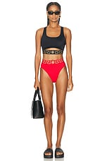 VERSACE Bikini Bottom in Rosso, view 4, click to view large image.