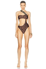 VERSACE One Piece Swimsuit in Chestnut & Gold, view 1, click to view large image.