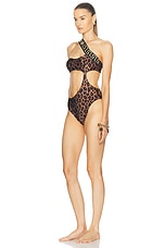 VERSACE One Piece Swimsuit in Chestnut & Gold, view 3, click to view large image.