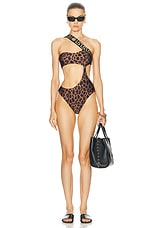 VERSACE One Piece Swimsuit in Chestnut & Gold, view 5, click to view large image.