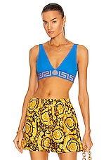 VERSACE Sport Bikini Top in Teal, view 1, click to view large image.