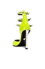 VERSACE Caged Ankle Pumps in Acid Lime & Palladio, view 3, click to view large image.