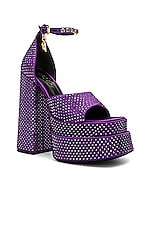VERSACE Medusa Aevitas Sandal in Dark Orchid & Gold, view 2, click to view large image.