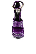 VERSACE Medusa Aevitas Sandal in Dark Orchid & Gold, view 4, click to view large image.