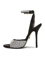 VERSACE Safety Pin Sandal in Black & Versace Gold, view 5, click to view large image.
