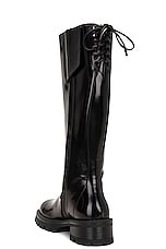 VERSACE Knee High Boot in Black & Versace Gold, view 3, click to view large image.