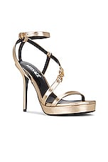 VERSACE Ankle Strap Sandal in Gold, view 2, click to view large image.