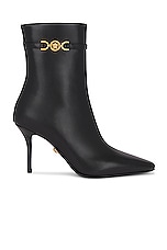 VERSACE Calf Leather Booties in Black, view 1, click to view large image.