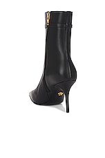 VERSACE Calf Leather Booties in Black, view 3, click to view large image.