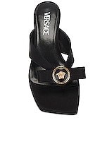 VERSACE Fabric Sandals in Black, view 4, click to view large image.