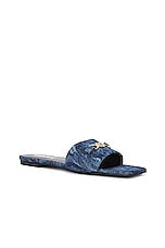 VERSACE Fabric Mule Slides in Blue, view 2, click to view large image.