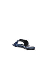VERSACE Fabric Mule Slides in Blue, view 3, click to view large image.