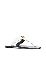 VERSACE Calf Leather Slides in Optical White, view 2, click to view large image.