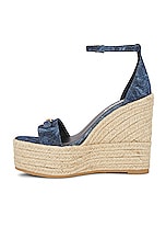 VERSACE Fabric Wedge Espadrille Sandal in Blue, view 5, click to view large image.