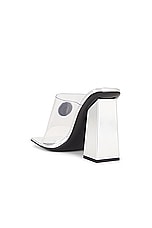 VERSACE Block Heel Mule in Transparent & Silver, view 3, click to view large image.
