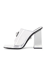 VERSACE Block Heel Mule in Transparent & Silver, view 5, click to view large image.