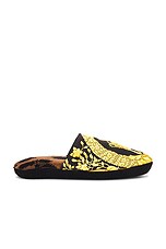 VERSACE Bath Slippers in Chestnut & Gold, view 1, click to view large image.