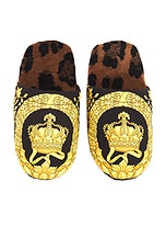 VERSACE Bath Slippers in Chestnut & Gold, view 4, click to view large image.