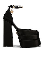 VERSACE Medusa Aevitas Mary Jane Platforms in Nero & Oro, view 1, click to view large image.