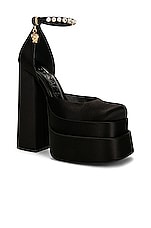 VERSACE Medusa Aevitas Mary Jane Platforms in Nero & Oro, view 2, click to view large image.