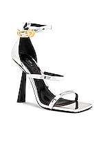 VERSACE Safety Pin Sandals in Argento & Oro, view 2, click to view large image.