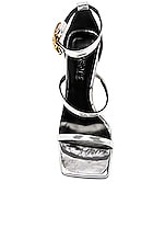 VERSACE Safety Pin Sandals in Argento & Oro, view 4, click to view large image.