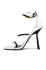 VERSACE Safety Pin Sandals in Argento & Oro, view 5, click to view large image.