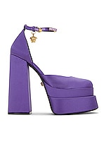 VERSACE Medusa Platform Pumps in Orchid & Oro, view 1, click to view large image.