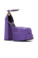 VERSACE Medusa Platform Pumps in Orchid & Oro, view 2, click to view large image.
