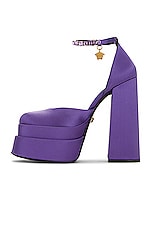 VERSACE Medusa Platform Pumps in Orchid & Oro, view 5, click to view large image.