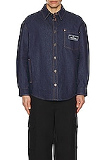 Valentino Denim Button Down Shirt in Denim, view 4, click to view large image.