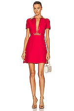 Valentino Short Sleeve Mini Dress in Rosso, view 4, click to view large image.
