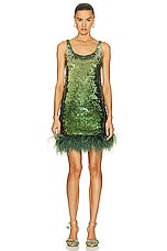 Valentino Embroidered Feather Dress in Celery Green, view 1, click to view large image.