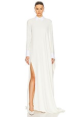 Valentino Long Sleeve Gown in Avorio & Bianco, view 1, click to view large image.