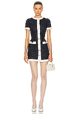 Valentino Tweed Mini Dress in Navy Lurex & Avorio, view 1, click to view large image.