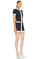 Valentino Tweed Mini Dress in Navy Lurex & Avorio, view 2, click to view large image.