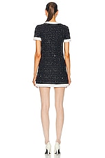 Valentino Tweed Mini Dress in Navy Lurex & Avorio, view 3, click to view large image.