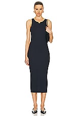 Valentino Ribbed Dress in Navy, view 1, click to view large image.