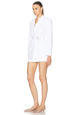Valentino Caban Con Cintura Solid Compact Poplin Mini Dress in Bianco Ottico, view 3, click to view large image.
