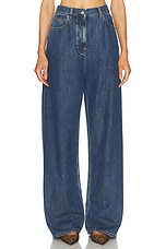 Valentino Straight Baggy Leg in Medium Blue Denim, view 1, click to view large image.