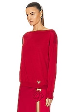Valentino Cashmere Sweater in Rosso, view 3, click to view large image.