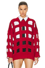 Valentino Cut Out Sweater in Rosso, view 1, click to view large image.