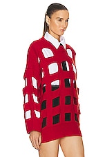 Valentino Cut Out Sweater in Rosso, view 2, click to view large image.
