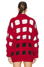 Valentino Cut Out Sweater in Rosso, view 3, click to view large image.