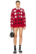 Valentino Cut Out Sweater in Rosso, view 4, click to view large image.