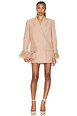 Valentino Feather Cuff Blazer in Sand, view 1, click to view large image.