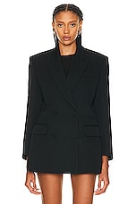 Valentino Solid Blazer in Nero, view 2, click to view large image.